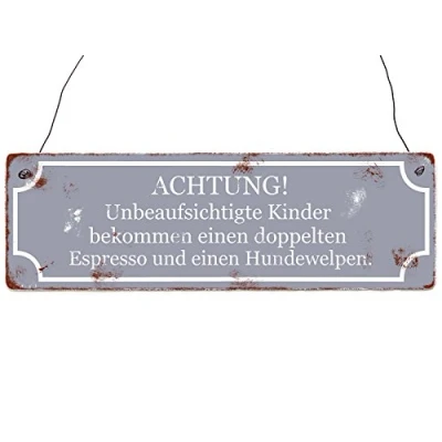 Abbildung von Interluxe Vintage Shabby Dekoschild Holzschild UNBEAUFSICHTIGTE Kinder witzige Geschenkidee Mitbringsel für Eltern Schild mit Spruch