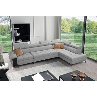Abbildung von All4All Ecksofa mit Schlaffunktion Gonti XI 351 x 217 cm Schlafsofa Bettkasten Sofa in L Form Wohnlandschaft XXL Eckcouch Groß Seite Rechts Hellgrau Gewebe Modern 26