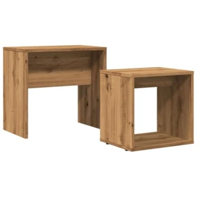 Abbildung von vidaXL Satztisch 2 TLG., Beistelltisch Nachttisch für Schlafzimmer Wohnzimmer Büro, Couchtisch mit Stauraum, Sofatisch Wohnzimmertisch, Artisan Eiche Holzwerkstoff