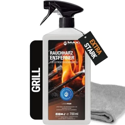 Abbildung von Maxxi Clean Grillreiniger &amp; Rauchharzentferner das Original 1x 700 ml in Sprühflasche extra stark [+] mit Tuch Backofen und Konzentrat für Gasgrill, Edelstahl, Gusseisen