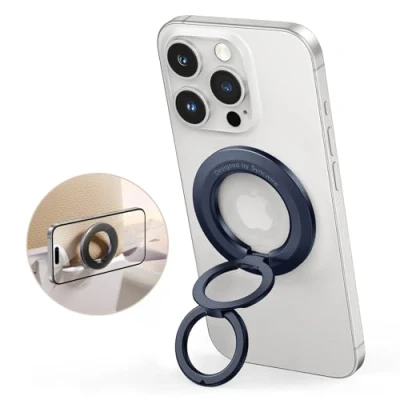 Abbildung von Syncwire Telefonringhalter für MagSafe, magnetischer Telefonringhalter, Flugzeug Telefonhalterhalterung, kompatibel mit iPhone 16/15/14/13/12, Samsung, Pixel und Allen Telefonen, Blaue Titanfarbe