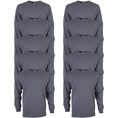 Abbildung von Gildan Unisex Erwachsene Ultra Cotton Long Sleeve, Style G2400, Multipack T Shirt, Dark Heather (10er Pack), 4XL