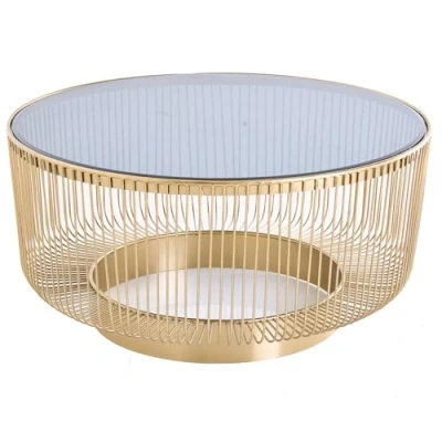 Abbildung von Riess Ambiente Filigraner Design Couchtisch Variation 80cm Gold Schwarzglas Handarbeit Beistelltisch für Dein Wohnzimmer