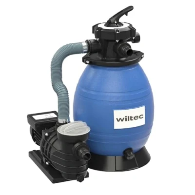 Abbildung von Wiltec Sandfilteranlage 370 W mit 26l Filtertank und selbstansaugender Pumpe 13200 l/h, Sandfilterpumpe, Pool