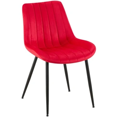 Abbildung von CLP Stuhl Rahden Samt I Polsterstuhl Mit Gestepptem Sitz Lehnstuhl Schwarzem Gestell Einer Sitzhöhe Von 46 cm, Farbe:rot