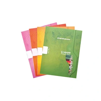 Abbildung von Calligraphe Clairefontaine 551C Packung mit 25 Heften Calligraphe, ideal für Kunstunterricht und Zeichnungen, 8 Blatt, 17x22cm, 90g, blanko, sortierte Farben, 1 Pack