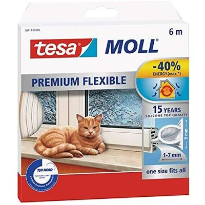 Abbildung von tesa Klebeband (Packung, 1 St., x tesamoll Premium Flexible) Fensterabdichtung zum Energie sparen transparent 6 m : 9 mm 7