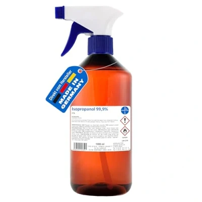 Abbildung von HERRLAN Isopropanol 99,9% Reinigungsalkohol (1000 ml Sprühflasche, [ Fettlöser &amp; Lösungsmittel Qualität Made in Germany)