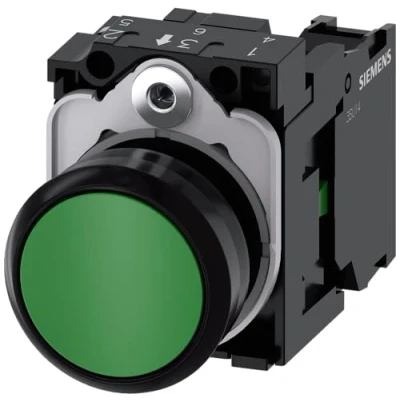 Abbildung von Siemens Drucktaster Frontring Kunststoff, Betätiger flach Grün SIRIUS ACT 3SU1100 0AB40 1BA0 1 St. (3SU1100 1BA0)
