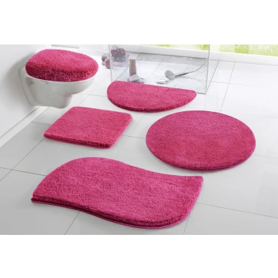 Abbildung von my home Badematte Merida, Höhe 32 mm, rutschhemmend beschichtet, fußbodenheizungsgeeignet, schnell trocknend, strapazierfähig, Kunstfaser, wellenförmig, Badteppich, Uni Farben, rechteckig, rund &amp; als 2 tlg. Set erhältlich