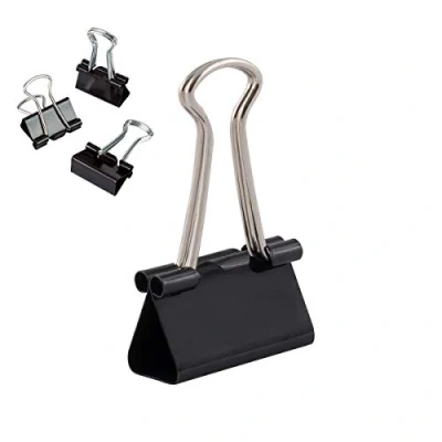 Abbildung von D.RECT 360054 FoldBack Klammern Klemmen Vielzweckklammern Papier Metall Binder Clips für Notizen Briefpapier Clip Bürobedarf 25mm Verpackung 12 Stück Schwarz