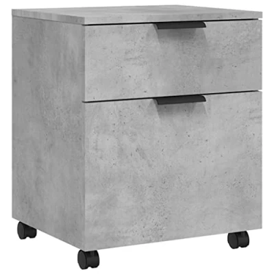 Abbildung von vidaXL Mobiler Aktenschrank mit Rollen Betongrau 45x38x54 cm, Schreibtischschrank, Schreibtischorganisator, Home Office Möbel