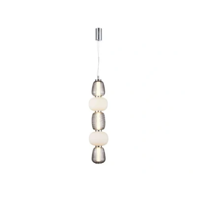 Abbildung von LOOM DESIGN LED Hängelampe Pearl 5 grau/chrom Glas Höhe 78cm