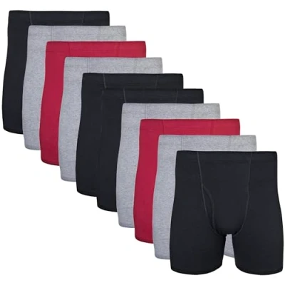 Abbildung von Gildan Herren Underwear Covered Waistband Boxer Briefs, Multipack Slip, Schwarz/Granat/Graphit (10er Pack), Large
