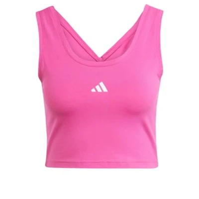 Abbildung von adidas Damen Essentials SMALL Logo Cotton Lifestyle Tank, Semi Lucid Fuchsia/White, M