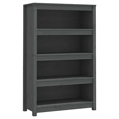 Abbildung von vidaXL Bücherregal, Bücherschrank mit viel Stauraum, Standregal für Schlafzimmer Wohnzimmer Büro, Büroregal Aufbewahrungsregal Regal, Grau Massivholz Kiefer