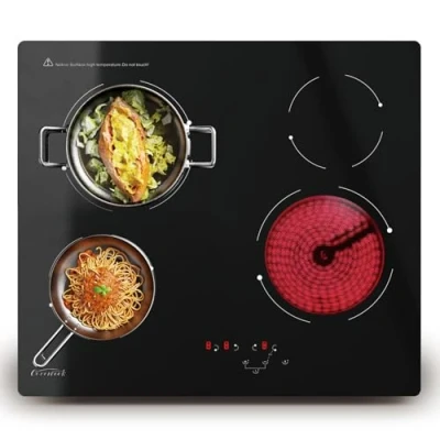 Abbildung von COVERCOOK Glaskeramikkochfeld 60cm, Kochfeld 4 Kochzonen, Eingebaut Autark, Timer, Touch Control, 9 Leistungsstufen, 6000W