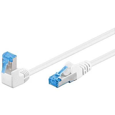 Abbildung von Goobay 51565 CAT 6A Patchkabel, Highspeed, 90 Grad Stecker, Netzwerkkabel, Ethernet, Playstation, Xbox, DSL, PimF, RJ45 Weiß, 2 Meter