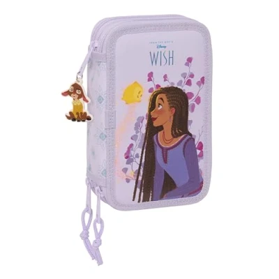 Abbildung von Safta Wish Schulmäppchen mit 36 Utensilien, Federmäppchen für Kinder, ideal Kinder von 5 bis 14 Jahren, bequem und vielseitig, Qualität Widerstandsfähigkeit, 12,5 x 5,5 19,5 cm, Lila,