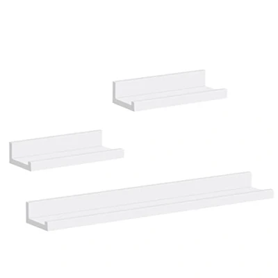 Abbildung von WOLTU Bilderleiste 3er Set, Fotoleiste Bilderregal Wandregal Bild Magazin Fotohalter, modern in Weiss RG9491ws2