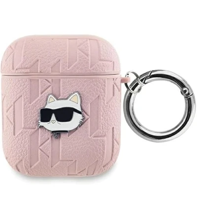 Abbildung von CG Mobile Karl Lagerfeld KLA2PGCHPP Hülle für AirPods 1/2 Rosa Monogram Choupette Head