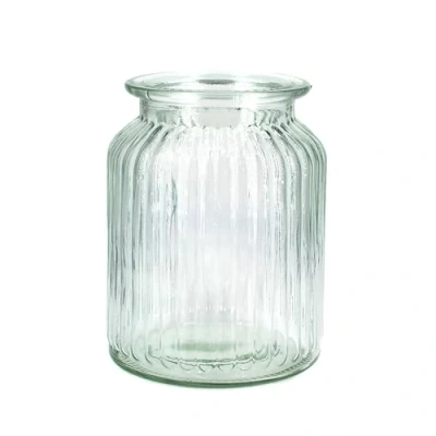 Abbildung von Creativery Windlicht, Windlicht Glas gerillt 11x14,5cm klar transparent