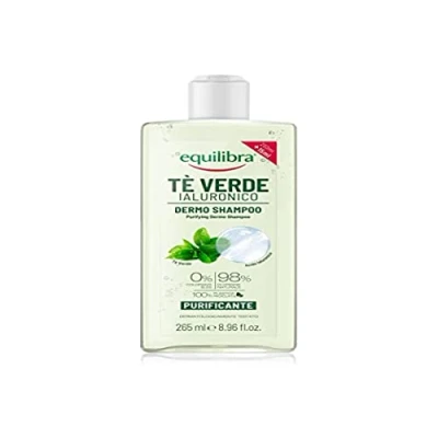 Abbildung von Equilibra Hair Dermo Shampoo mit Hyaluron grünem Tee, für normales und fettiges Haar reinigender Wirkung, Tee Extrakt, Hyaluronsäure, Bergamotte 265 ml