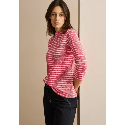 Abbildung von Cecil Gestreiftes Melange Langarmshirt, Damen, Größe: XL, Rot