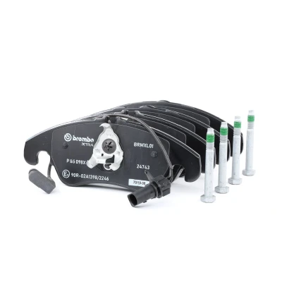 Abbildung von BREMBO P 85 098X Bremsbelagsatz inkl. Verschleißwarnkontakt mit Bremssattelschrauben ohne Zubehör AUDI: A7 Sportback, A5 B8 Coupe, A4 Allroad