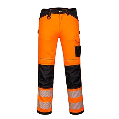 Abbildung von Portwest PW3 Warnschutz Arbeitshose, Größe: 46, Farbe: Orange/Schwarz, PW340OBR46