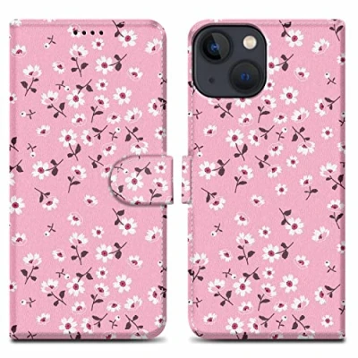 Abbildung von Cadorabo Hülle kompatibel mit Apple iPhone 13 Mini Handyhülle ausim Muster Design Premium Kunst Leder Flip Klappbare Stoßfeste Magnetische [Standfunktion] Case für in Rosa