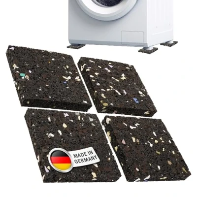 Abbildung von ECENCE Schwingungsdämpfer Pads als Waschmaschinen Unterlage 4er Set Vibrations Dämpfer Trockner Anti Rutschmatten 10 Antivibrationsmatte Made in Germany