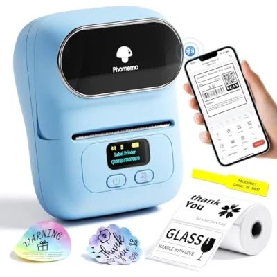 Abbildung von Phomemo M110 Bluetooth Etikettendrucker Barcode beschriftungsgerät Selbstklebend Label Printer für Unternehmen,QR Code,Schmuck,Einzelhandel,Kompatibel mit Telefonen &amp; PC System,Blau