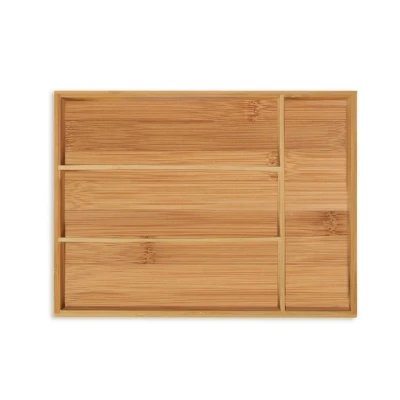 Abbildung von Relaxdays Besteckkasten, 4 Fächer, Bambus, Schubladenkasten klein, Besteck &amp; Küchenutensilien, HBT 5x26x35,5 cm, Natur