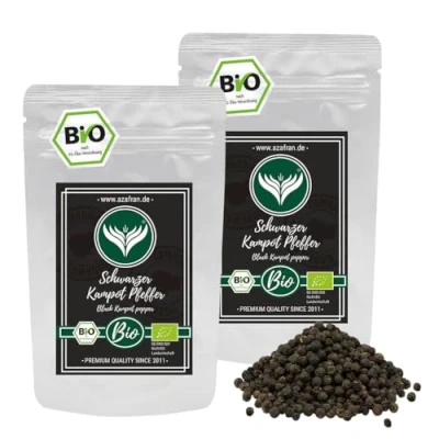 Abbildung von Azafran BIO Schwarzer Kampot Pfeffer (Pfefferkörner ganz) Gourmetpfeffer 200g