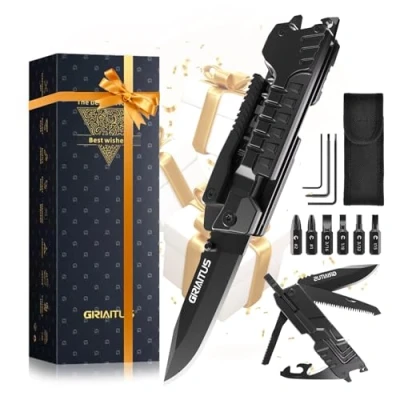 Abbildung von Geschenke für Männer 17 in1 Multitool Taschenmesser Camping Zubehör Outdoor Survival Gadgets Weihnachtsgeschenke Geburtstagsgeschenk Vatertagsgeschenk