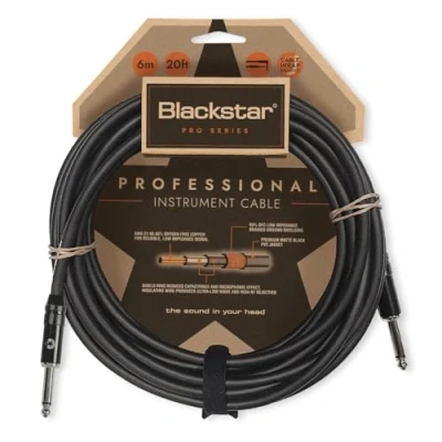 Abbildung von BLACKSTAR Pro Series Instrumentenkabel, gerade, ¼ Zoll Klinke auf gerade für Bass/E Gitarre/Elektroakustische Tastatur/Verstärker, 6 m