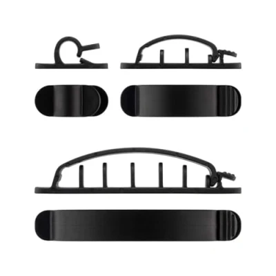 Abbildung von goobay 70684 Kabelmanagement Set mit Kabelhaltern verschiedener Größen, Kabelklemme für Schreibtisch, Auto, Büro, Kabelclip Selbstklebend, Kabel Organizer, 6er