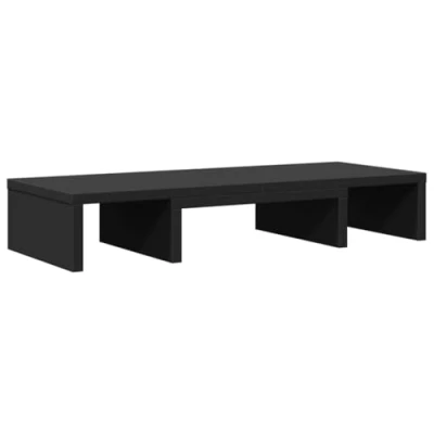 Abbildung von vidaXL Monitorständer, Schreibtischaufsatz Verstellbar, Unterbau Bildschirm Laptop Ständer, Tisch Erhöhung für PC Monitor Drucker, Schwarz Holzwerkstoff