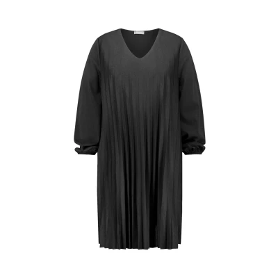 Abbildung von Samoon Softes Plissee IN Alinie Freizeitkleid, Damen, Größe: 52, Black