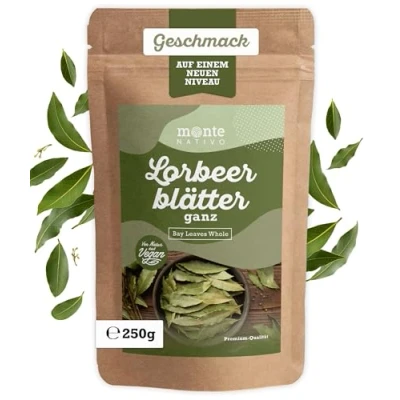 Abbildung von Lorbeerblätter getrocknet Monte Nativo (250g) Lorbeer gerebelt Bay Leaves Schonend getrocknete und aromatische Gewürze ideal zum Kochen Würzen Intesives Aroma Geschmack