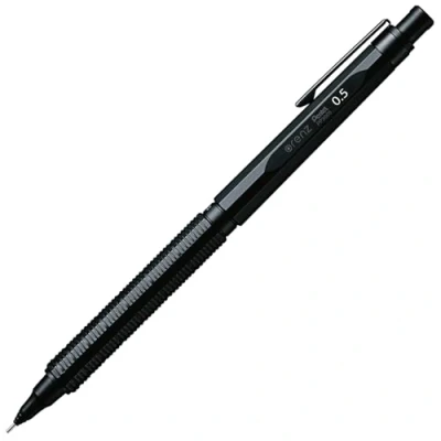 Abbildung von Pentel PP3005 A ORENZNERO Druckbleistift mit automatischem Minenvorschub, bruchsichere Mine, schwarzes Metallgehäuse, 0,5mm, 1 Stück (1er Pack)