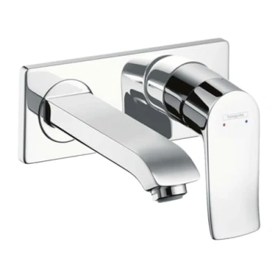 Abbildung von hansgrohe Waschtischarmatur &quot;Metris&quot;, Unterputz für Wandmontage mit Auslauf 16,5cm, chrom
