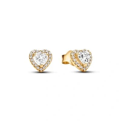 Abbildung von Pandora Sparkling Elevated Heart STUD Ohrringe, Damen, Größe: One Size, Gold plated