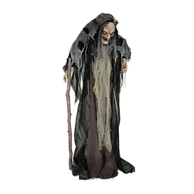 Abbildung von EUROPALMS Halloween Hexe Nahema, 160cm Animerte Standfigur mit LED Augen
