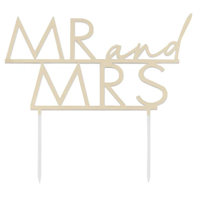 Abbildung von Ginger Ray Gold Acrylic &#039;Mr &amp; Mrs&#039; Cake Topper Wedding Decoration 14.5cm x 15.8cm