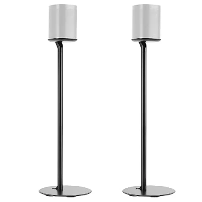 Abbildung von RICOO 2er Set Lautsprecherständer Lautsprecher Ständer für SONOS ONE (SL) und Play:1™ Bodenständer LH054 F Boxenständer HiFi Audio Standfuss Stativ Boxen Speaker Stand Kabelführung, Schwarz