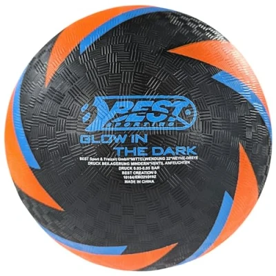 Abbildung von BEST SPORTING Barfuß Fußball Glow in The Dark I Leichter Ball Größe 5 Sportball Leuchtender Kickball Kinder Spielball aus PVC (Grün/Blau) (Orange/Blau)