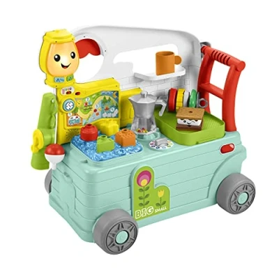 Abbildung von Fisher Price Laugh and Learn Camper 3 in 1, Erste Schritte Push Spielzeug und Musik Activity Center, Kinderspielzeug 9 36 Monate, HCK51