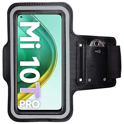Abbildung von CoverKingz Sportarmband für Xiaomi Mi 10T / Pro Armtasche mit Schlüsselfach Oberarm Halterung Sport Laufarmband Handy Armband Schwarz